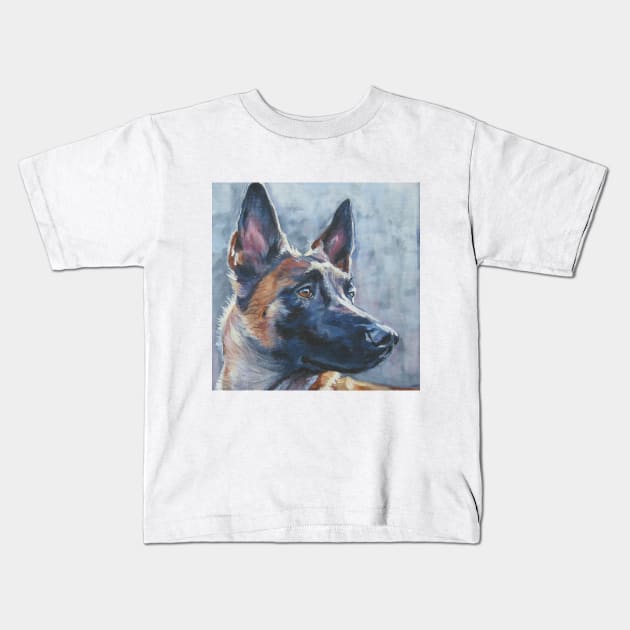 Belgian Malinois Fine Art Painting Kids T-Shirt by LASHEPARD